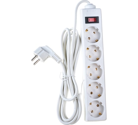 Изображение товара Сетевой фильтр ExeGate SP-5-3W 5 евро с заземлением, 3м, выключатель с подсветкой, белый 221187