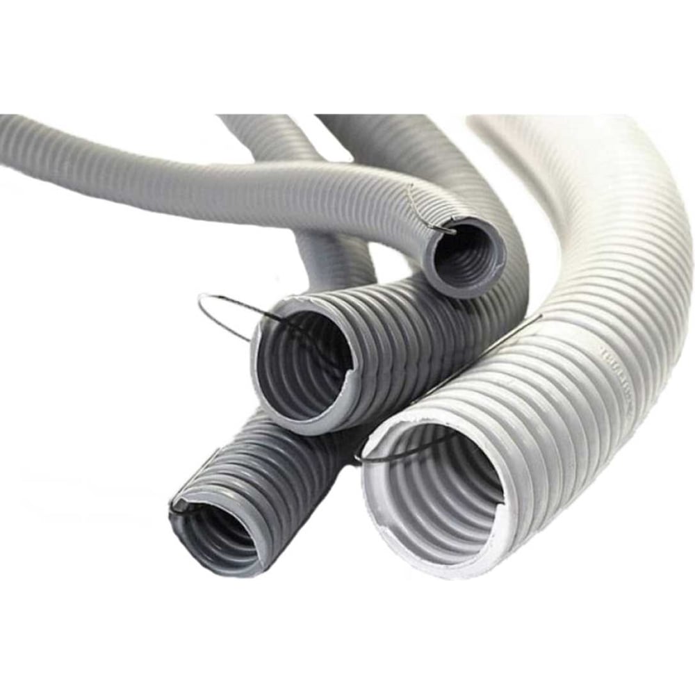 Изображение товара Гофрированная труба из ПВХ с зондом 20 мм, 100 м - защита электропроводки