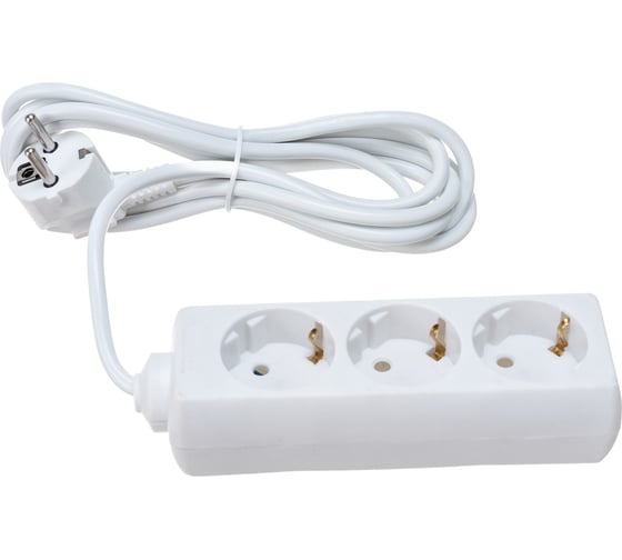Изображение товара Удлинитель ExeGate ECE-3-3W 3 евророзетки с заземлением, 3м, белый 285806