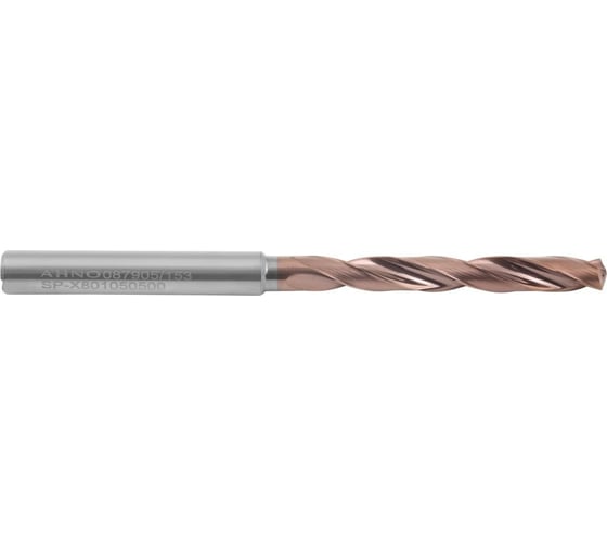 Изображение товара Сверло AHNO 5.0 мм, твердосплавное, 5D, с подводом СОЖ, SP-X801050500, VHM, по стали, чугуну, нерж. и жаропроч.стали ah00534