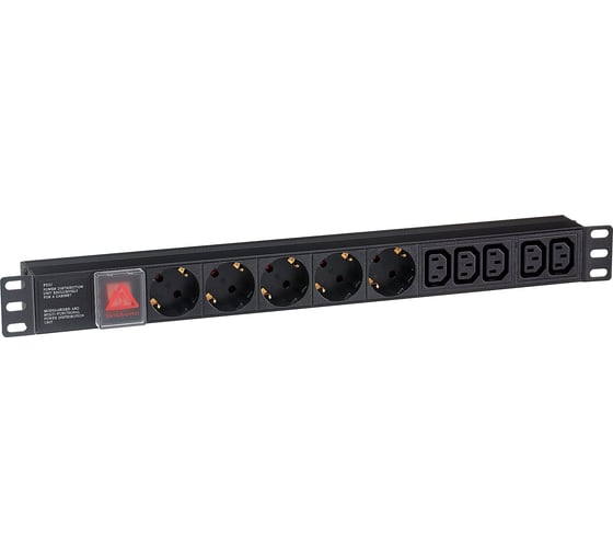 Изображение товара Блок розеток ExeGate ServerPro.PDU-19H008.Al-5C135S-C14-SW 19 1U алюминий 5 IEC 320 C13 5Schuko С14.280866