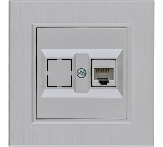 Изображение товара Розетка компьютерная MAKEL CAT5 + гнездо СП KAREA LINE STAR IP20 жемчужный. 86100035