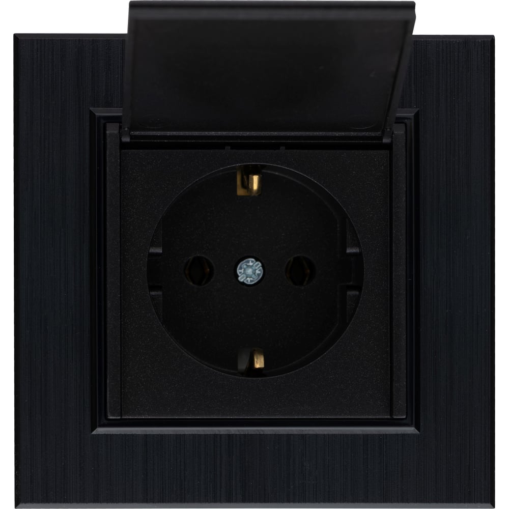 Изображение товара Розетка MAKEL с заземлением и крышкой серии KAREA LINE STAR 16А IP20 черная