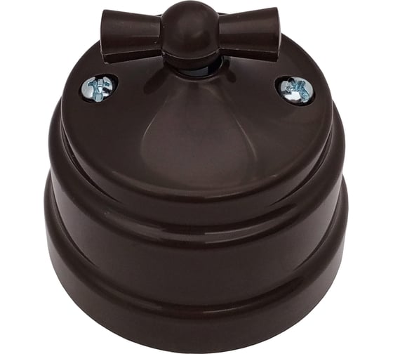 Изображение товара Выключатель Bylectrica 1-клавишный поворотный проходной (10А) ОУ серия РЕТРО, А610-2296 шоколад