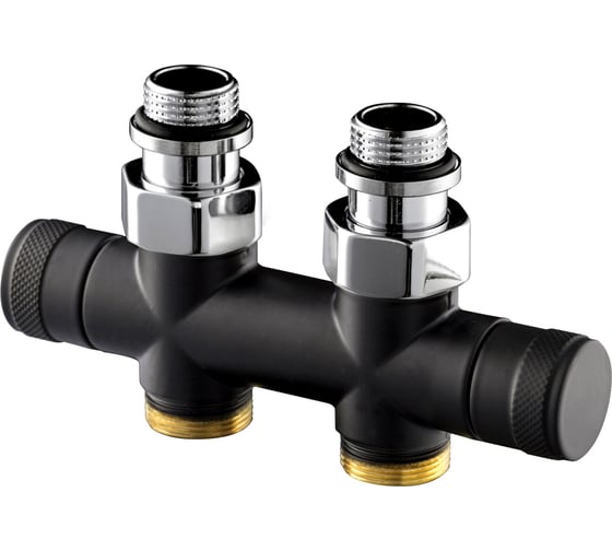 Изображение товара Прямой узел SR Rubinetterie Tondera 50 мм, запорный 1/2"х3/4" Е, черный 0692-1500VCES