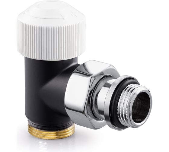 Изображение товара Угловой клапан SR Rubinetterie Tondera термостатический, 1/2"х3/4" Е, черный 0633-1500VCES