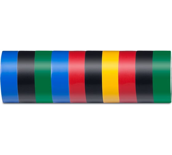 Изображение товара Изоляционная лента STEKKER 0,13x19 мм, 100 м, комплект 10 штук, мультиколор INTP01319-100 39290