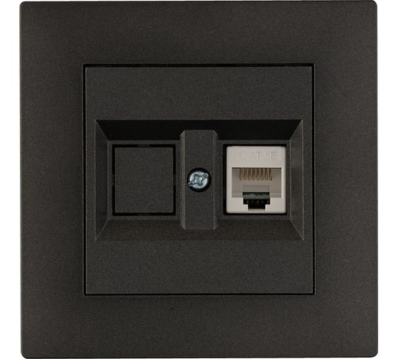 Изображение товара Розетка компьютерная MAKEL CAT5 + гнездо СП KAREA RIZZ IP20 дым. металлик 88050035