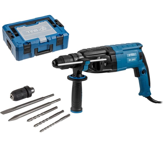 Изображение товара Перфоратор BULL BH 2802 в чем. Xcase 850 Вт, 3.2 Дж, 28 мм, 4 реж. + 2 зубила, 3 сверла, БЗП 1329815
