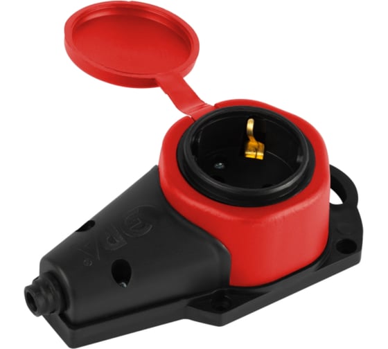 Изображение товара Колодка ЭРА KX1eREDIP44 каучуковая с заземлением 1 розетка 16A IP44 красная Б0068412