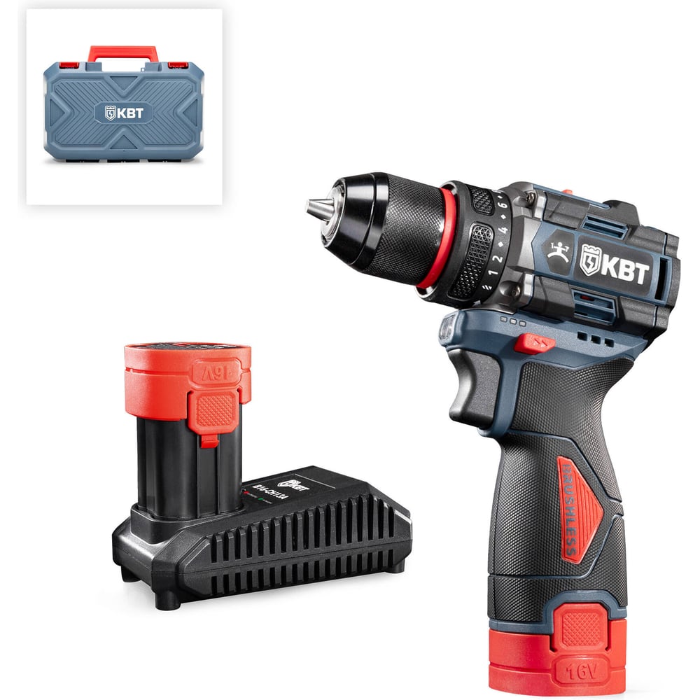 Изображение товара Дрель-шуруповерт КВТ ПРОФИ DB-16-10 с двумя аккумуляторами