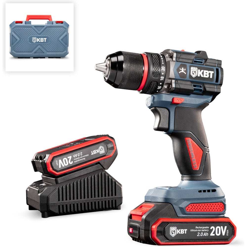 Изображение товара Профессиональный аккумуляторная дрель-шуруповерт КВТ DB-20-13 серия ПРОФИ 20 В 2 А*ч Быстрозажимной