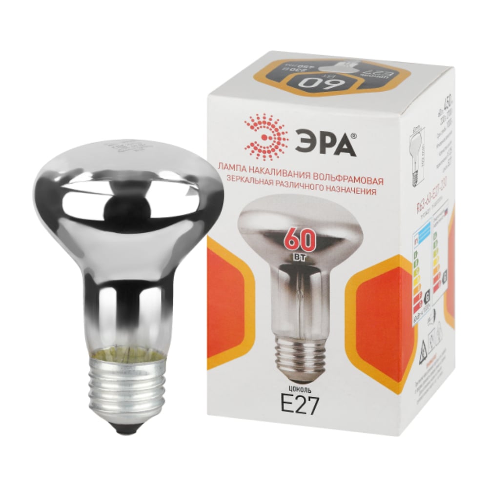 Изображение товара Лампочка ЭРА R63 60Вт E27 /Е27 230В рефлектор (КНР) Б0066536