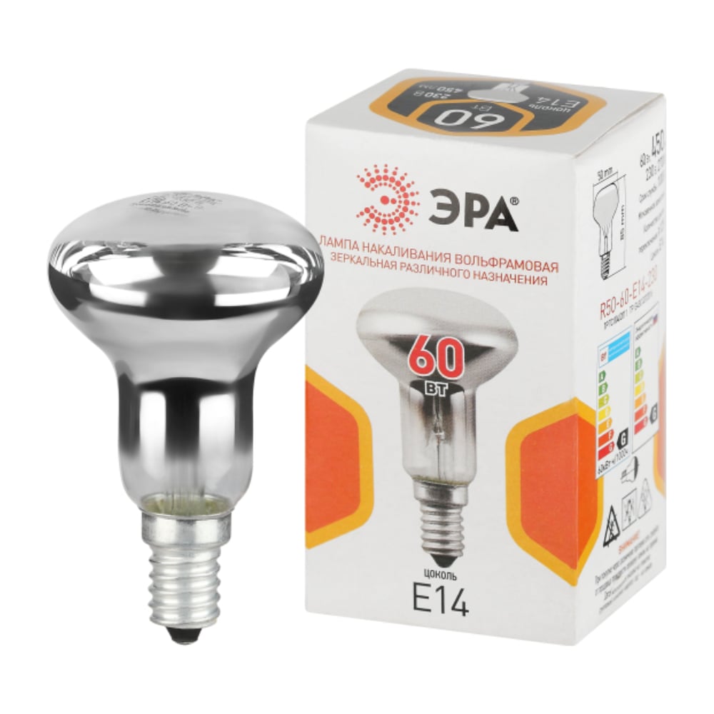 Изображение товара Лампочка ЭРА R50 60Вт E14 рефлектор 230В для общего освещения