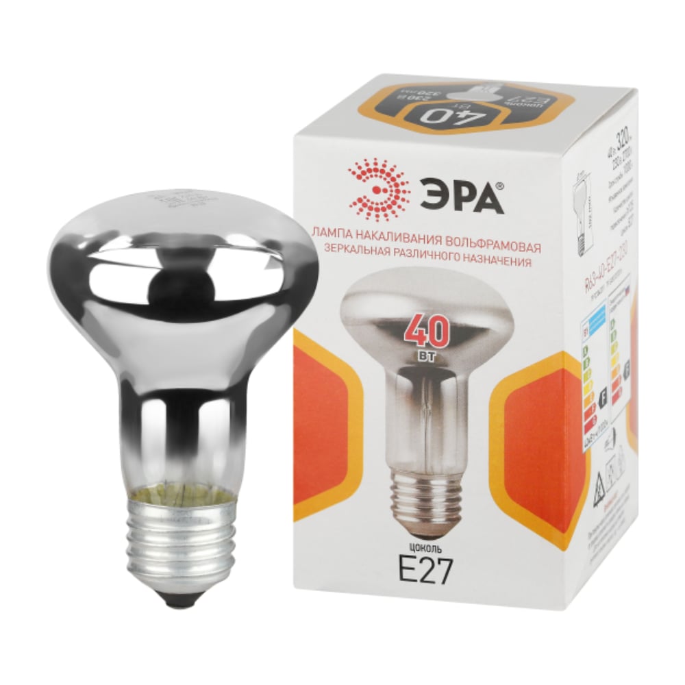 Изображение товара Лампочка ЭРА R63 40Вт Е27 рефлекторная с тонированным рассеивателем
