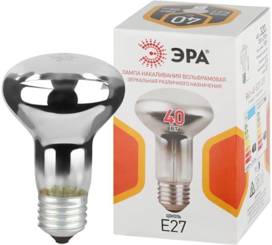 Изображение товара Лампочка ЭРА R63 40Вт E27 / Е27 230В рефлектор (КНР) Б0066550