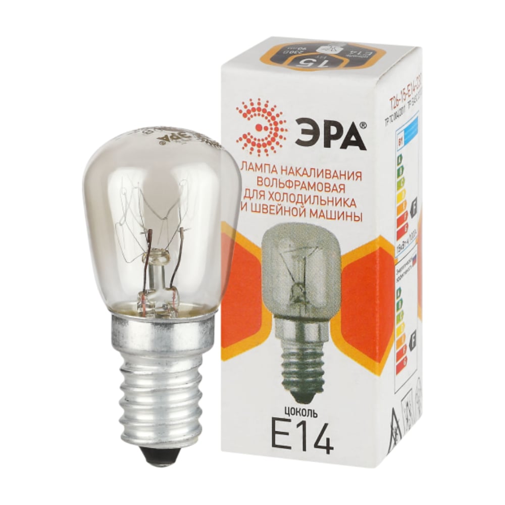 Изображение товара Лампочка ЭРА T26 15Вт Е14/E14 230В для холодильника и швейной машины (КНР) Б0066403