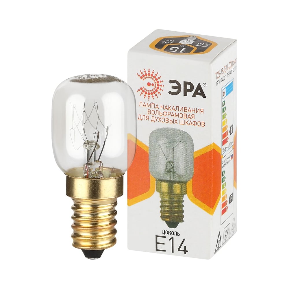 Изображение товара Лампа ЭРА T25 15Вт Е14/E14 для духовки и шкафа 220В
