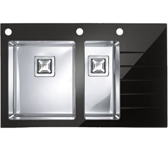 Изображение товара Мойка ALVEUS CRYSTALIX 20 черный, 860x540 1+1/2 левая, с сиф.1127260, кол.1119835 ,доз.1069687 1099641