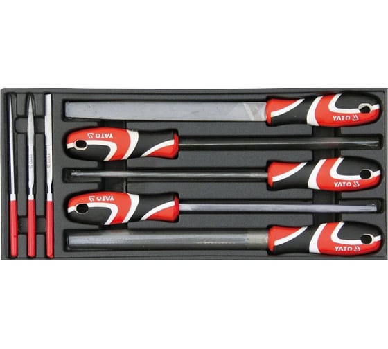 Изображение товара Набор напильников и надфилей YATO в ПВХ поддоне для сервисных шкафов, 8 предметов YT-55440