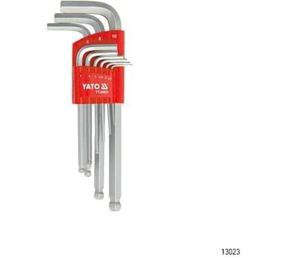 Изображение товара Набор Г-образных ключей шестигранных с шаром YATO HEX1.5-10ММ 9ПР YT-58825 371458825 092 1