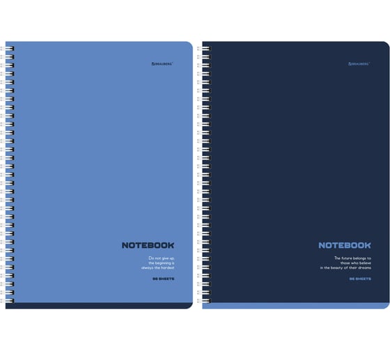 Изображение товара Бизнес-тетрадь BRAUBERG А4, 96 л., комплект 2 шт., гребень, клетка, SoftTouch, КЛАССИКА BLUE, 404646