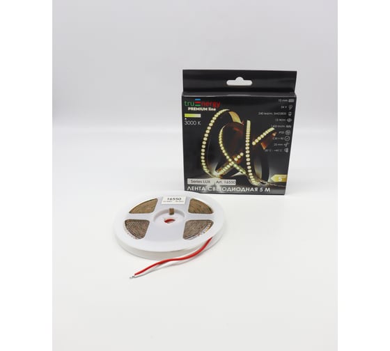 Изображение товара Лента светодиодная truEnergy 15W/m 3000K 24V SMD2835 240D IP20 1400Lm 5м скотч 3M 16550