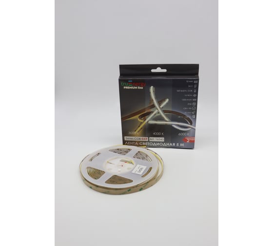 Изображение товара Лента светодиодная truEnergy 16W/m CCT 3000-6000K 24V COB 560D IP20 1000Lm 5м скотч 3M 16543