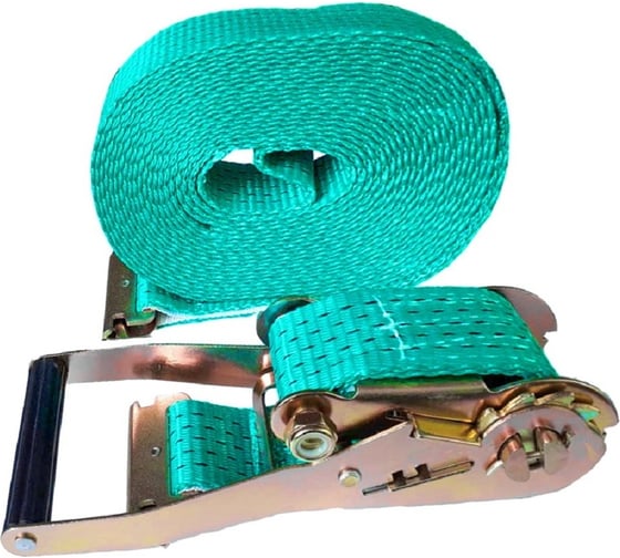 Изображение товара Стяжка для крепления груза Дали-Авто евроборт 5-10 тонн, зеленая лента с белой вставкой DA-01477