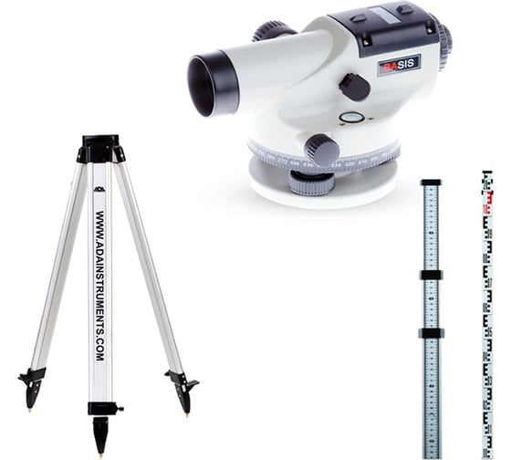 Изображение товара Нивелир оптический Basis+ Рейка нивелирная телескопическая STAFF 3 + Штатив алюминиевый на клипсах Light ADA А00117_К1