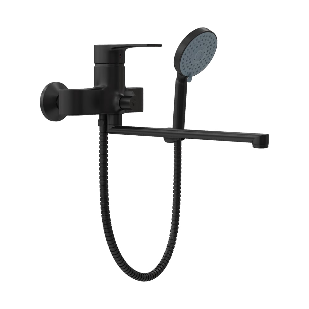 Изображение товара Смеситель для ванной Teymi Lori черный матовый с длинным изливом