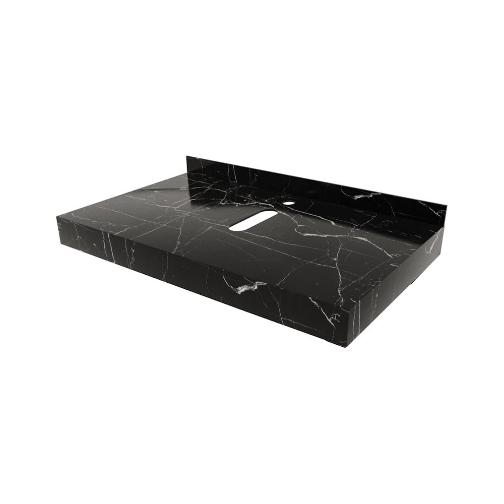 Изображение товара Столешница из керамогранита для раковины, черная мраморная, 80 см Teymi Helmi