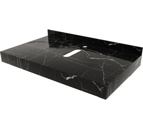 Изображение товара Столешница под раковину керамогранитная Teymi Helmi 80 см, цвет черный мрамор T150308 ЦБ-00270501