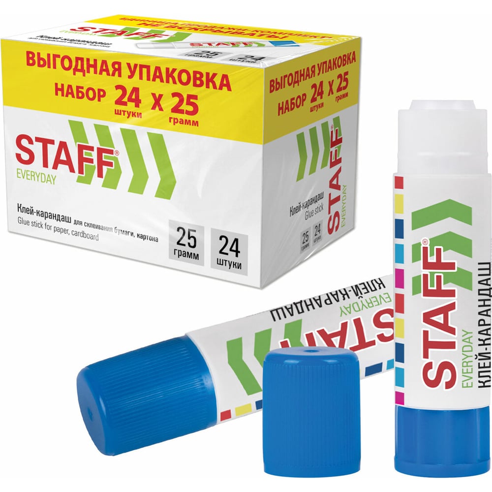 Изображение товара Клей-карандаш Staff 25 г комплект 24 шт выгодная упаковка
