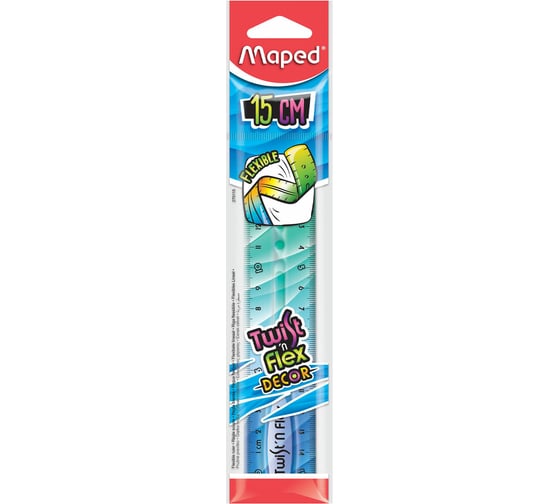 Изображение товара Линейка ОФИСМАГ пластик, 15 см, гибкая, MAPED (Франция) Twist'n Flex Patterns, ассорти, 279115 273977