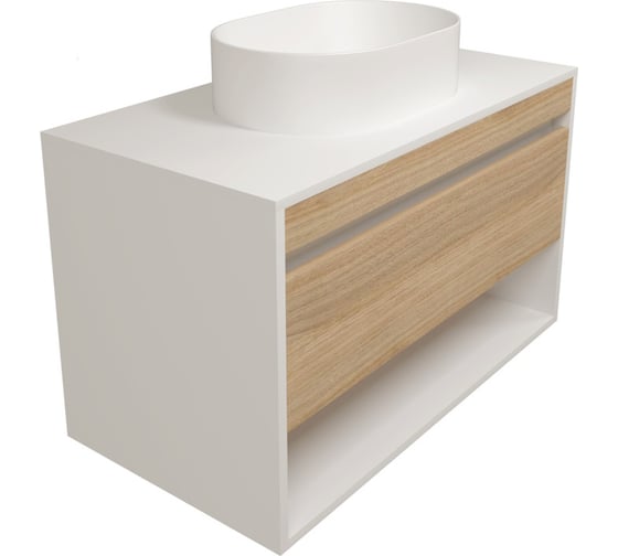 Изображение товара Тумба подвесная для ванной Teymi Ritta 85 см, корпус белый фасад дуб T60540 ЦБ-00270639