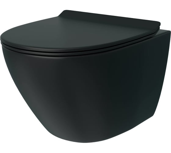 Изображение товара Унитаз подвесной Teymi Lina Pro Vortex безободковый, сиденье микролифт, черный матовый T40114 ЦБ-00270338