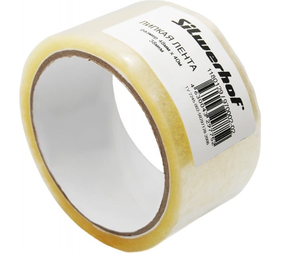 Изображение товара Клейкая лента упаковочная SILWERHOF Eco прозрачная, 48 мм, 40 м, 38 мкм, полипропилен 1180129