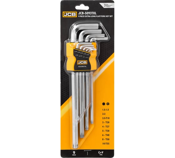 Изображение товара Набор ключей JCB 6-гранных экстрадлинных 9 предметов JCB-5093TXL(60957)