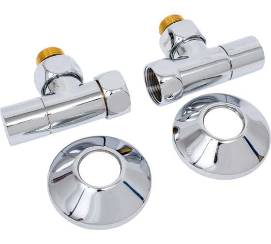 Изображение товара Угловой кран-вентиль SMT ручка колпак, хром, 3/4х1/2 г/ш, с отражателем, 2 шт 8510SCH0405/2C