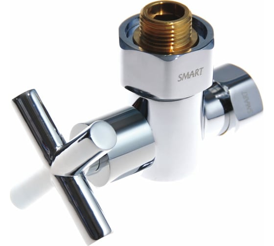 Изображение товара Угловой кран-вентиль SMT ручка крест, хром, 3/4х1/2 г/ш, 1 шт 8470SCH0405