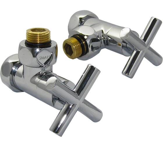 Изображение товара Угловой кран-вентиль SG ручка крест, хром, 3/4х1/2 г/ш, 2 шт 8500SCH0405/2