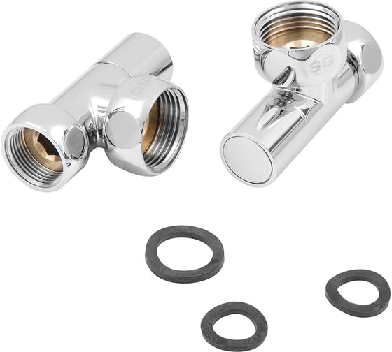 Изображение товара Угловой кран-вентиль SG, ручка колпак, хром, 1х3/4 г/г, 2 шт 8511SCH1005/2