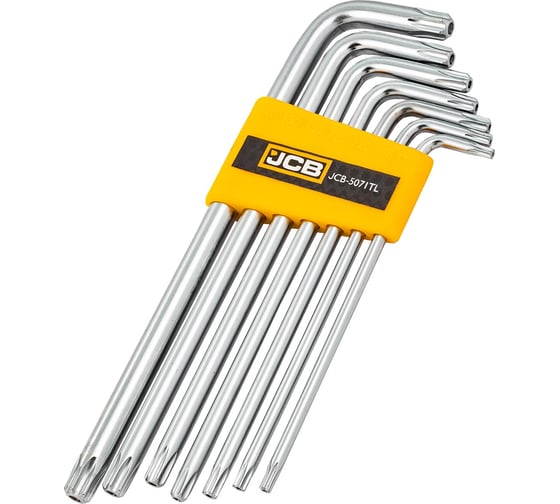 Изображение товара Набор ключей JCB TORX Г-образных длинных с отверстием 7 предметов JCB-5071TL(60962)