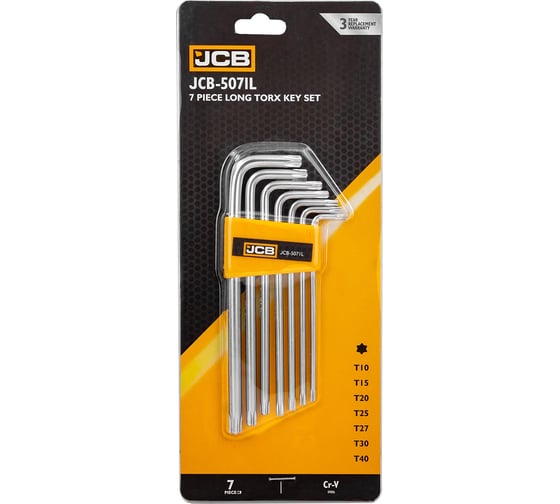 Изображение товара Набор ключей JCB TORX Г-образных длинных 7 предметов JCB-5071L(60961)