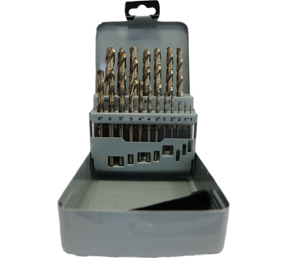 Изображение товара Набор сверл по металлу BTI DIN 338 HSSE Co5 19 шт, 1-10 мм, шаг 0.5 мм BV26 SET019