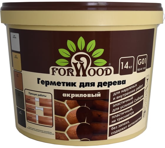 Изображение товара Герметик для дерева Forwood ВДАК-1501, тик, 14 кг 141290 4607017516829