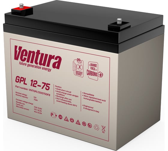 Изображение товара Батарея аккумуляторная (12 В; 75 Ач) Ventura GPL 12-75