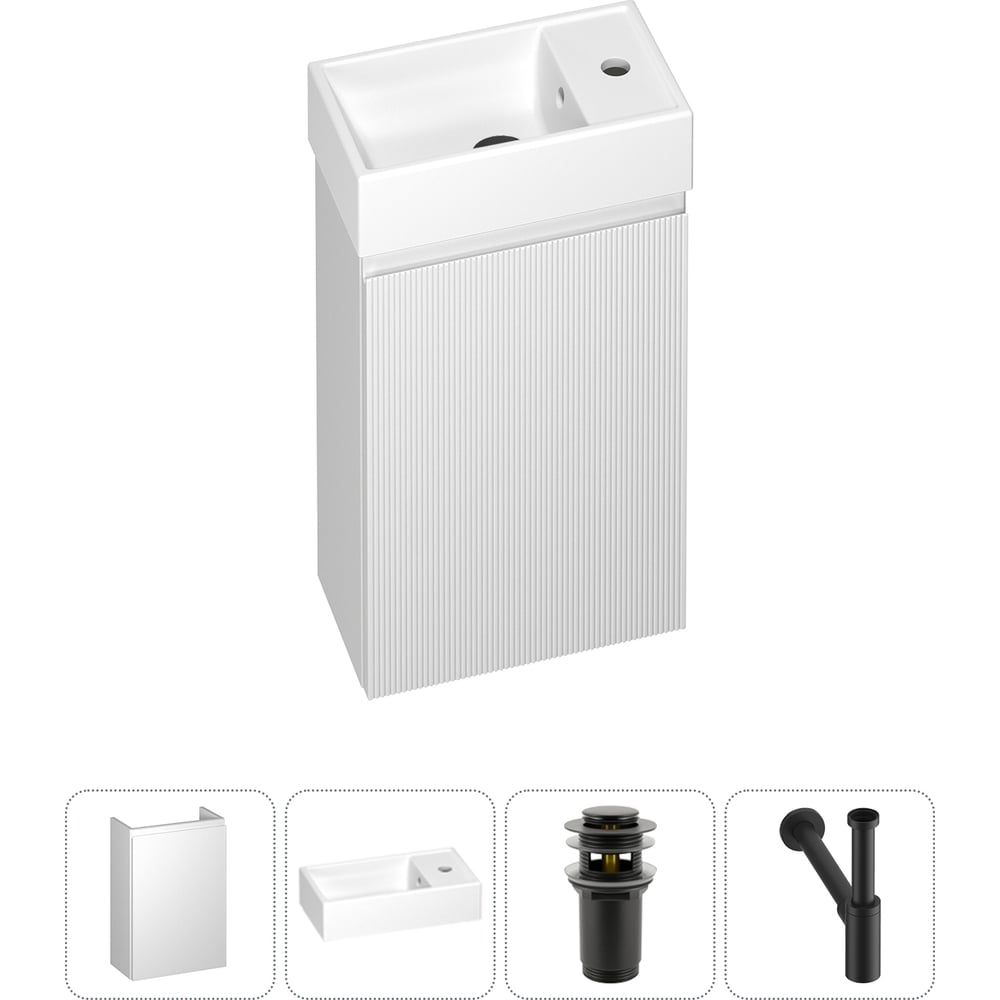 Комплект подвесной тумбы с раковиной для ванной и туалета Wellsee WC Area в наборе 4 в 1 20216846R