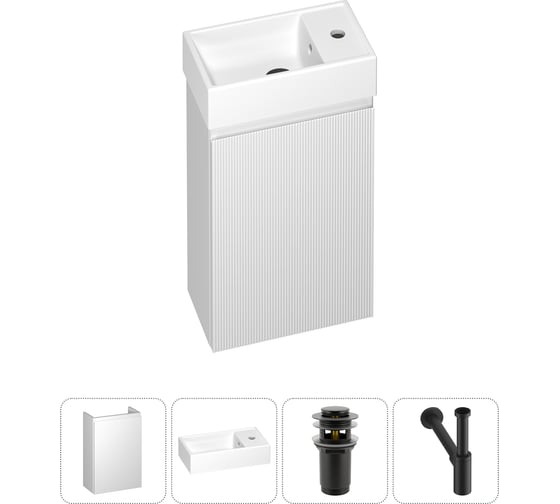 Изображение товара Комплект подвесной тумбы с раковиной для ванной и туалета Wellsee WC Area в наборе 4 в 1 20216846R